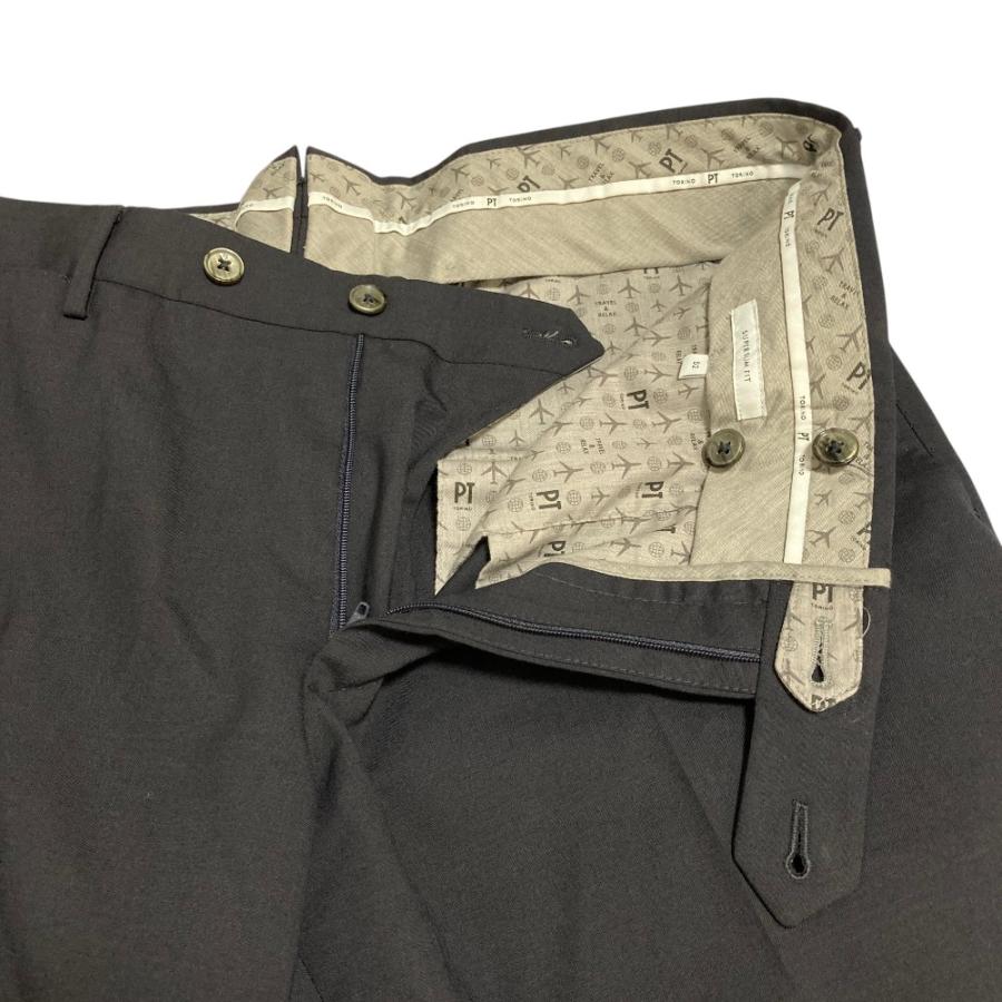 良品 PT TORINO ピーティートリノ SUPERSLIM FIT 裾ダブル ストレッチ ウール スラックスパンツ サイズ52 ネイビー メンズ 古着 中古 USED PT TORINO 良品 ピーティートリノ SUPERSLIM FIT 裾ダブル ストレッチ