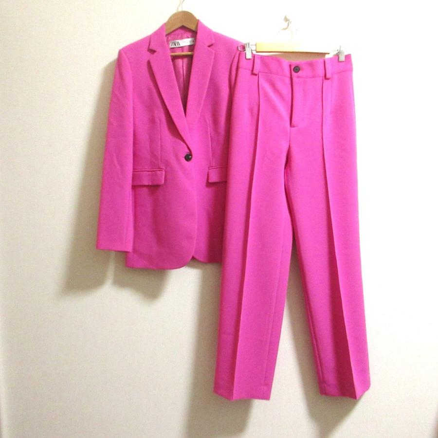 ZARAピンク オーバサイズスーツセット ZARA（ザラ） 良品 ジャケット パンツ セットアップ スーツ USAサイズ