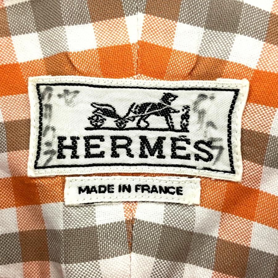 HERMES（エルメス） 良品 セリエボタン チェック柄 長袖 ボタンダウン