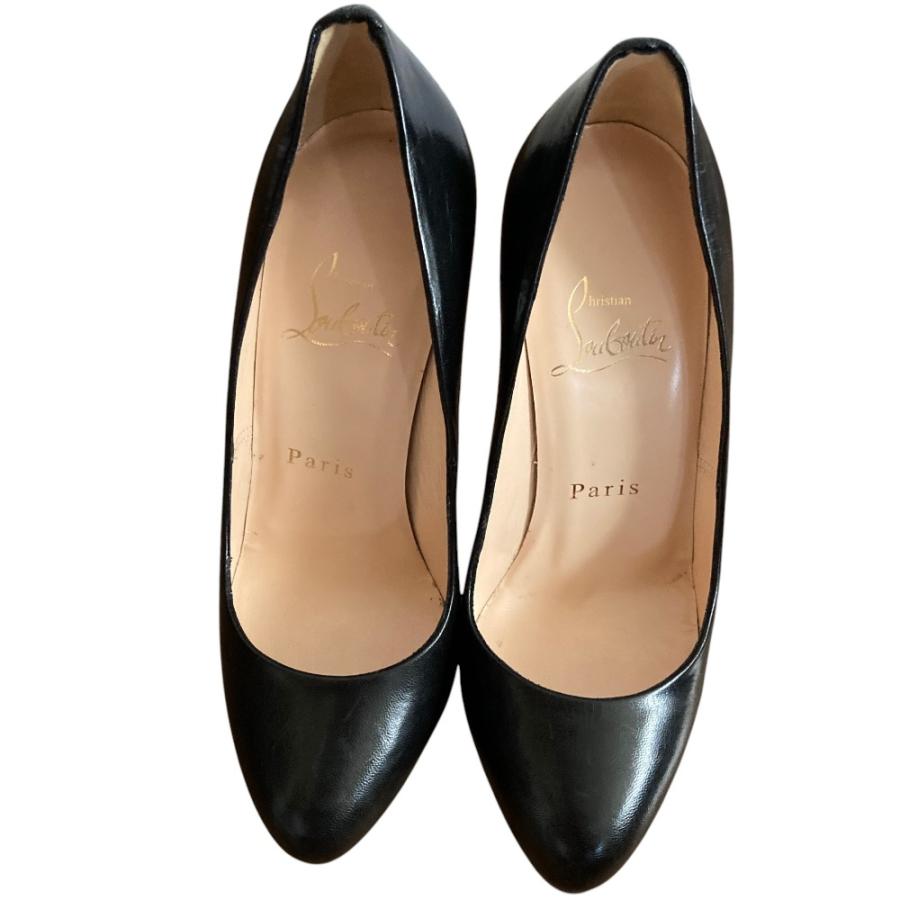 【美品】クリスチャンルブタン　アーモンドトゥ　アンクルストラップパンプス　黒38 Christian Louboutin（クリスチャンルブタン） アーモンドトゥ レザー