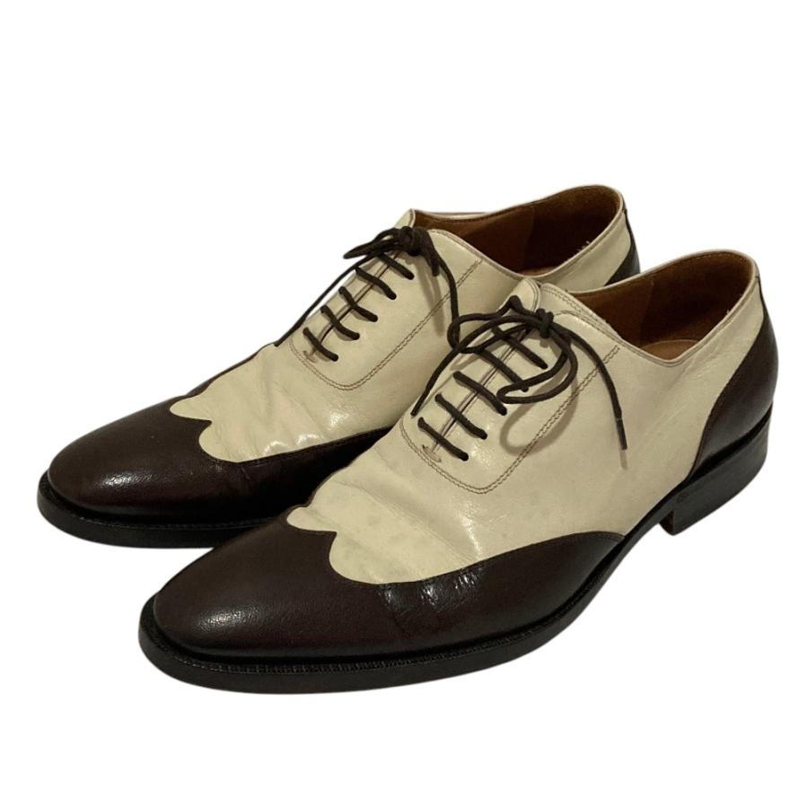 GUCCI グッチ バイカラー ウイングチップ レザーシューズ 39.5 E 24.5cm程度 ブラウン ホワイト系 メンズ 古着 中古 USED GUCCI（グッチ） バイカラー ウイングチップ レザーシューズ 39.5 E