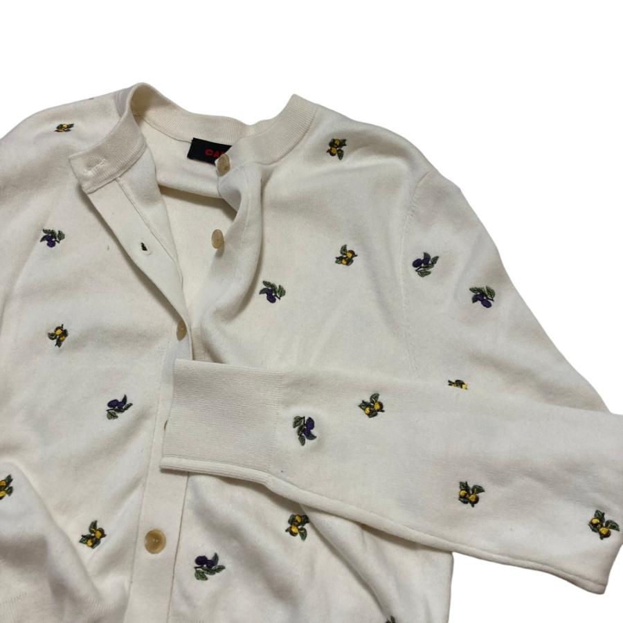 【美品】CABaN コットンカシミヤ エンブロイダリークルーネックカーディガン CABaN（キャバン） 美品 コットンカシミヤ エンブロイダリー クルー