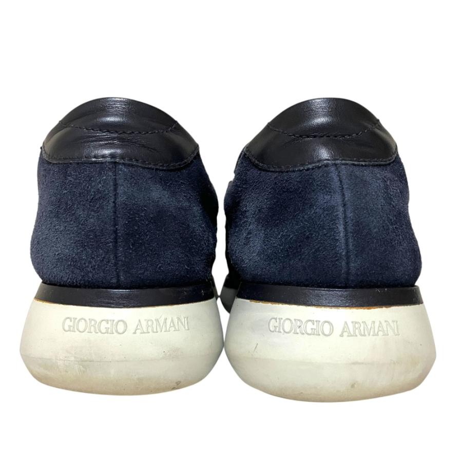 GIORGIO ARMANI スエードシューズ ネイビー 7 GIORGIO ARMANI 美品 ジョルジオアルマーニ スエードレザー スリッポン