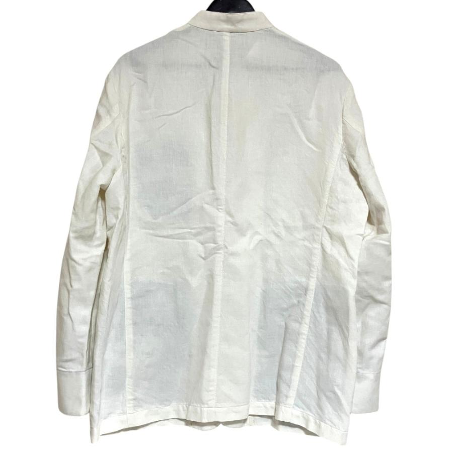 美品 Papas パパス リネンコットン マオカラージャケット シャツジャケット 48 Mサイズ ホワイト メンズ 古着 中古 USED PAPAS（パパス） 美品 リネンコットン マオカラージャケット シャツ
