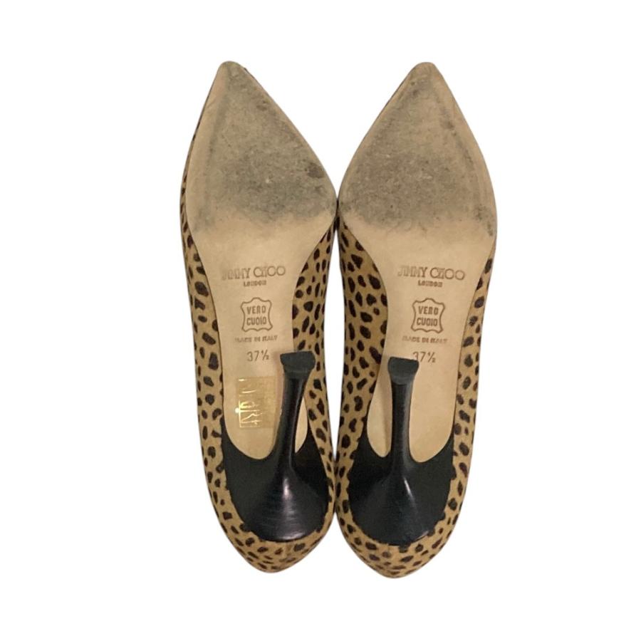JIMMY CHOO（ジミーチュウ） 美品 レオパード柄 ハラコ レザー ポイン