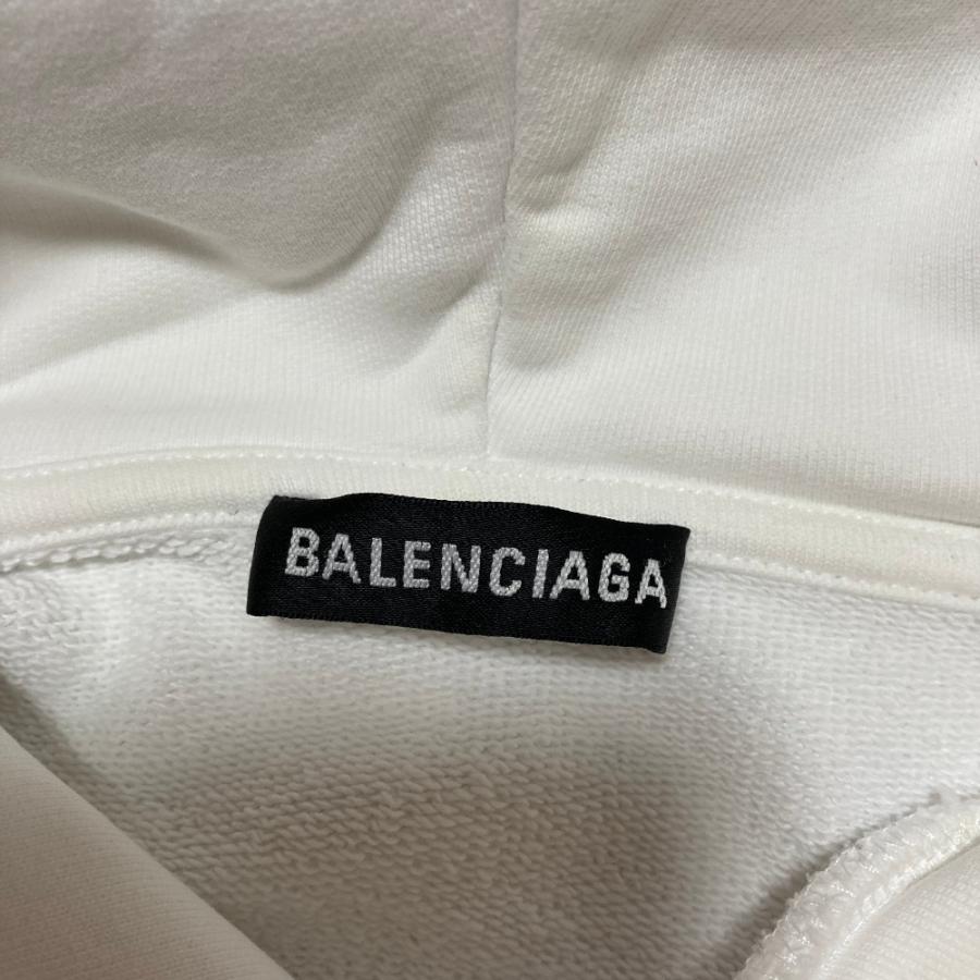 【定番・L相当】バレンシアガ　バッグロゴ　プルオーバーパーカー　フード　白 BALENCIAGA（バレンシアガ） ロゴプリント フーディ スウェット