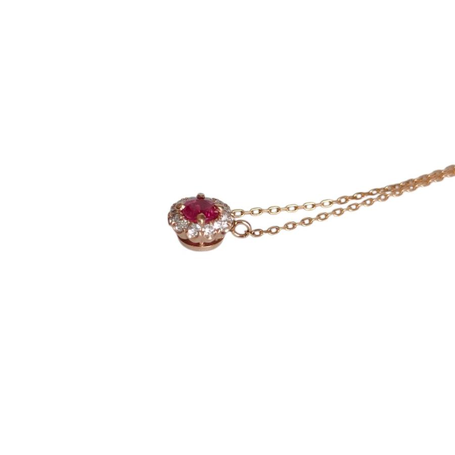 美品 STAR JEWELR スタージュエリー HALO K18PG ルビー ダイヤ チェーン ネックレス レッド ピンクゴールド レディース 古着 中古_2