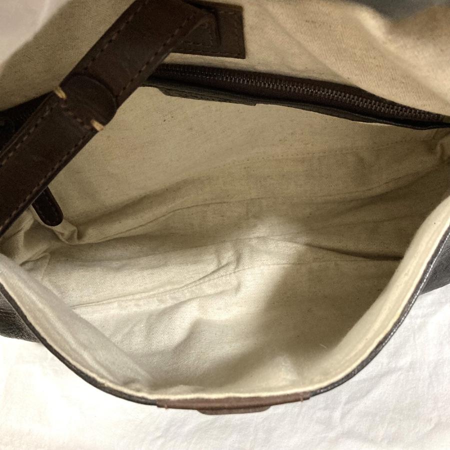 genten（ゲンテン） 美品 レザー フラップ ハンドバッグ ブラウン