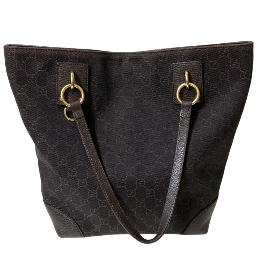 GUCCI（グッチ） 良品 GGキャンバス レザーハンドル トートバッグ 