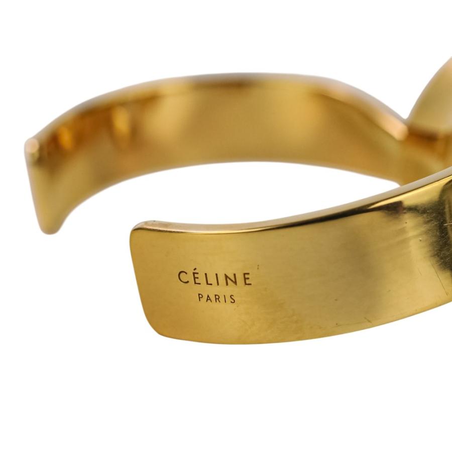 CELINE セリーヌ　フィービー期　ゴールド×シルバーメタル　 六角形バングル CELINE（セリーヌ） 良品 フィービー期 ノットフラットブレスレット