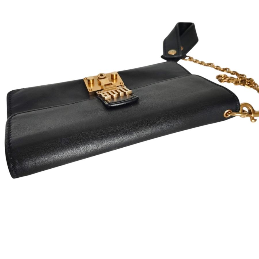 良品 Christian Dior クリスチャンディオール ロゴ金具 チェーンウォレット 長財布 MA-0137 ブラック レディース 古着 中古 USED Christian Dior（クリスチャン・ディオール） 良品 ロゴ金具 チェーン