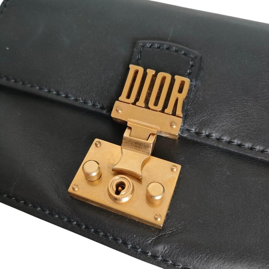 良品 Christian Dior クリスチャンディオール ロゴ金具 チェーンウォレット 長財布 MA-0137 ブラック レディース 古着 中古 USED Christian Dior（クリスチャン・ディオール） 良品 ロゴ金具 チェーン