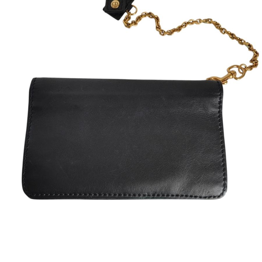 良品 Christian Dior クリスチャンディオール ロゴ金具 チェーンウォレット 長財布 MA-0137 ブラック レディース 古着 中古 USED Christian Dior（クリスチャン・ディオール） 良品 ロゴ金具 チェーン