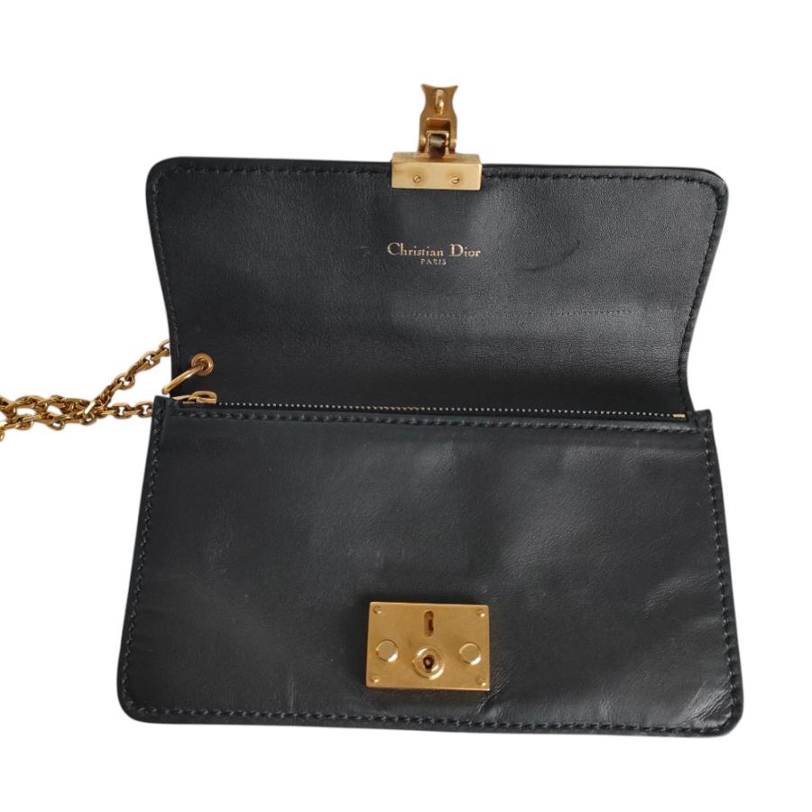 良品 Christian Dior クリスチャンディオール ロゴ金具 チェーンウォレット 長財布 MA-0137 ブラック レディース 古着 中古 USED Christian Dior（クリスチャン・ディオール） 良品 ロゴ金具 チェーン