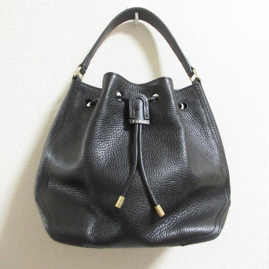 FURLA（フルラ） 美品 アテナ レザー 巾着 ドローストリングバッグ
