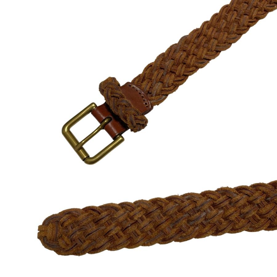 良品 RALPH LAUREN ラルフローレン レザー 編み込み リング ベルト