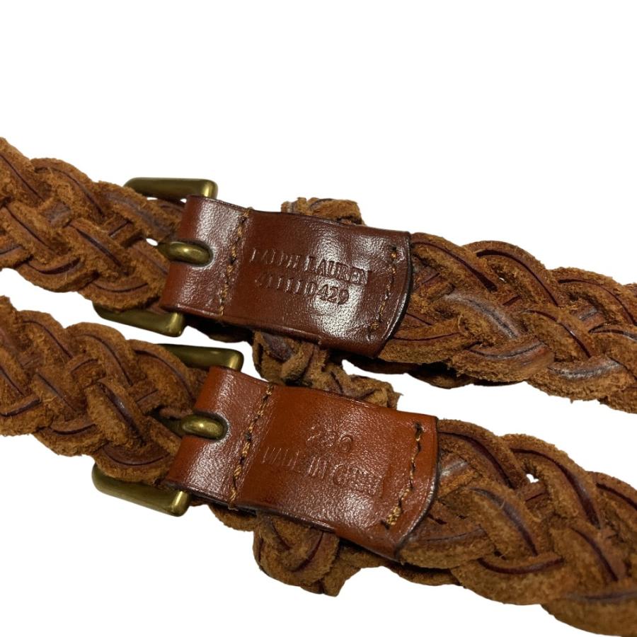 良品 RALPH LAUREN ラルフローレン レザー 編み込み リング ベルト