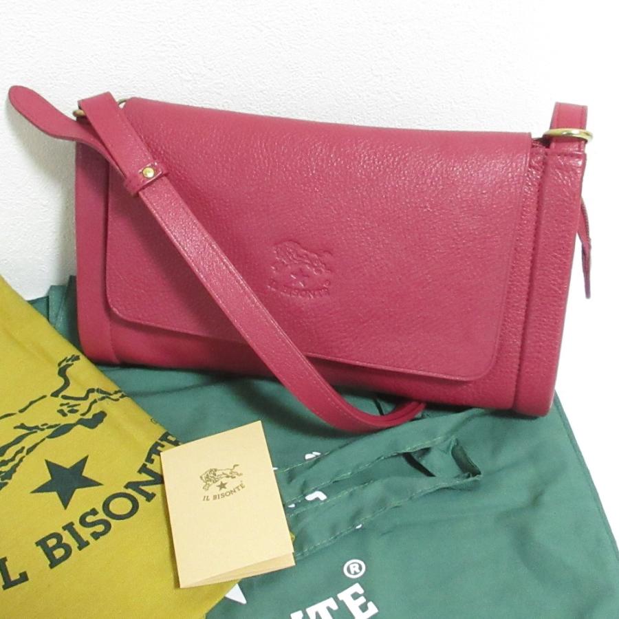 IL BISONTE（イルビゾンテ） 美品 レザー ショルダーバッグ ピンク 