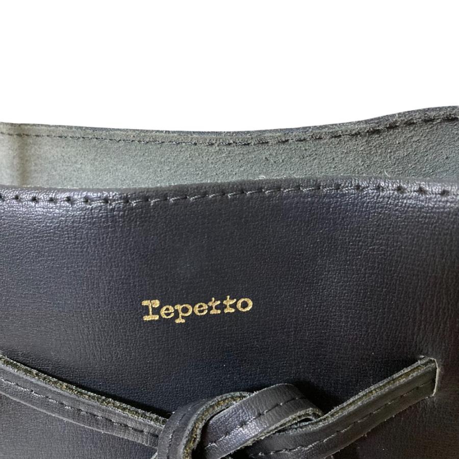 repetto レペット ポーチ付き レザートートバッグ ブラック レディース 古着 中古_4