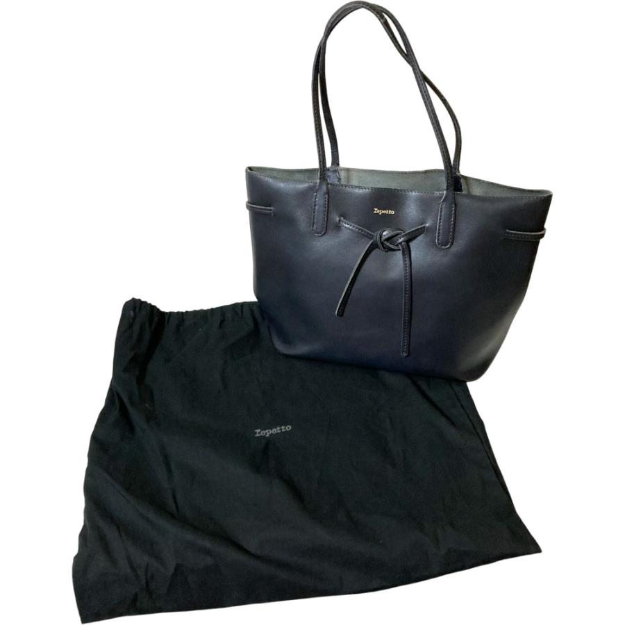 repetto レペット ポーチ付き レザートートバッグ ブラック レディース 古着 中古_7
