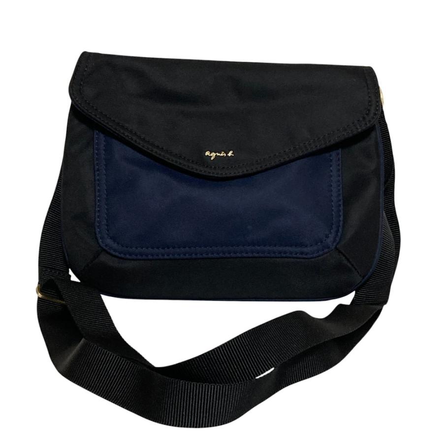 agnes b.（アニエスベー） 良品 フラップ ナイロンショルダーバッグ