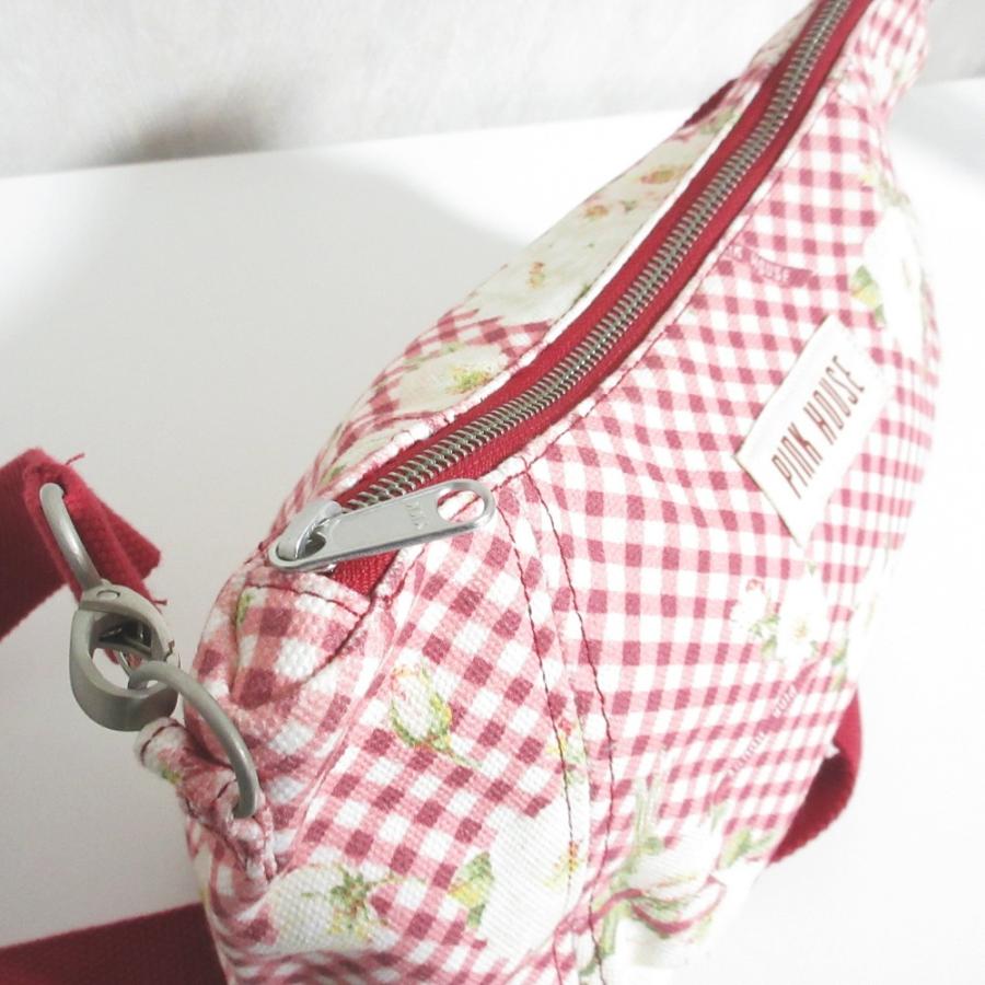 美品 PINK HOUSE ピンクハウス 野ばらギンガムプリント ショルダーバッグ A2111PBG333 レッド レディース 古着 中古 USED PINK HOUSE - 美品 PINK HOUSE ピンクハウス 野ばらギンガムプリント