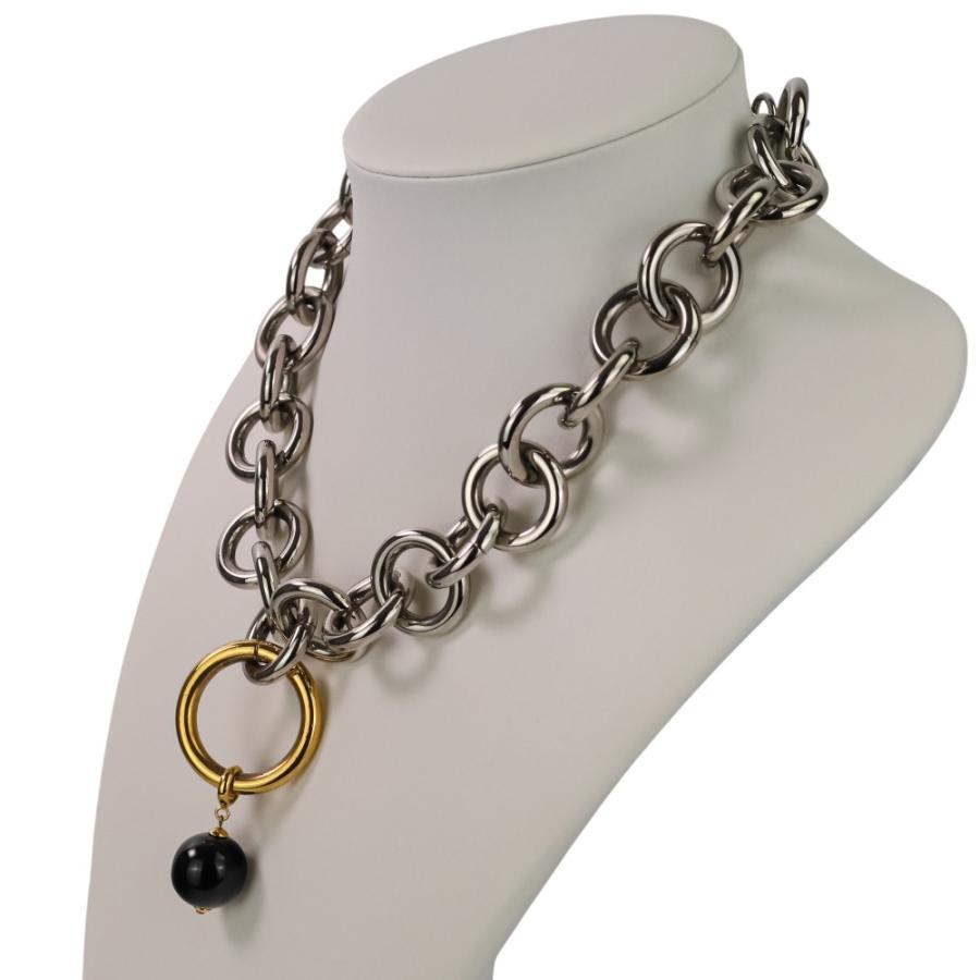 美品 JIL SANDER ジルサンダー Chunky Spherical Charm Choker チャンキーチェーン チョーカー ネックレス シルバーカラー レディース 古着 中古_2