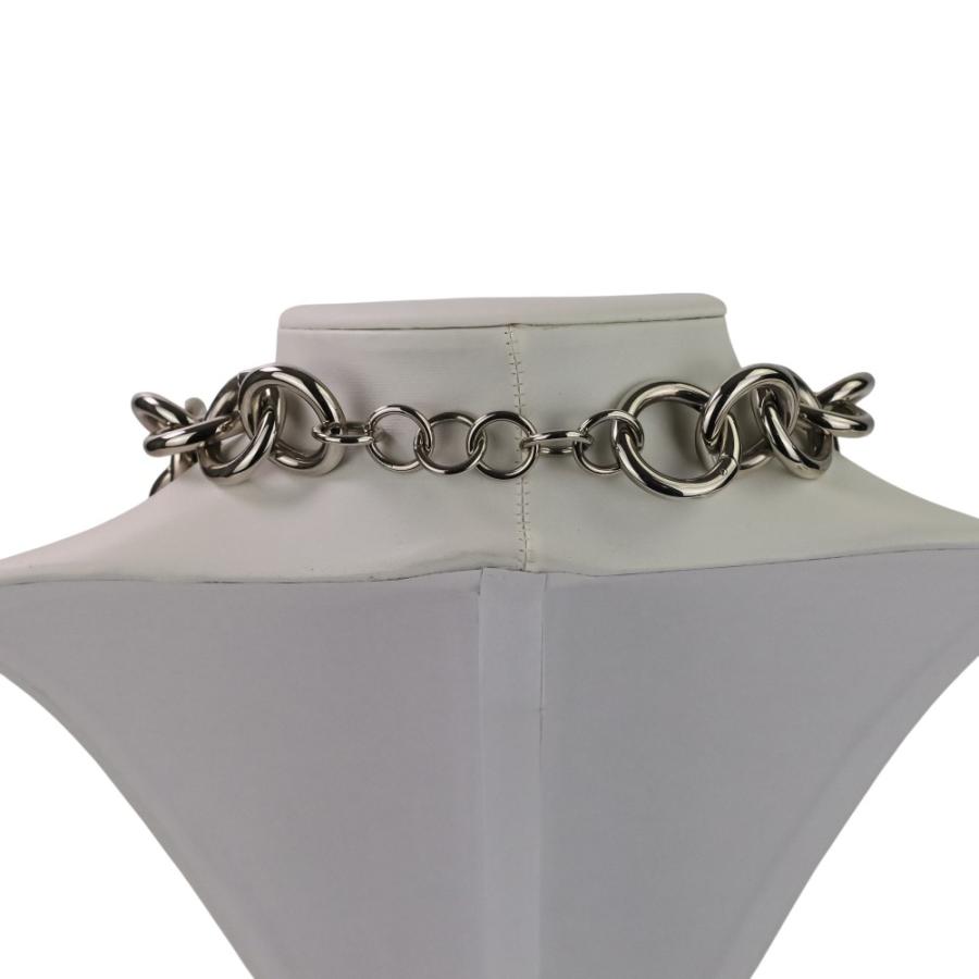 美品 JIL SANDER ジルサンダー Chunky Spherical Charm Choker チャンキーチェーン チョーカー ネックレス シルバーカラー レディース 古着 中古_5