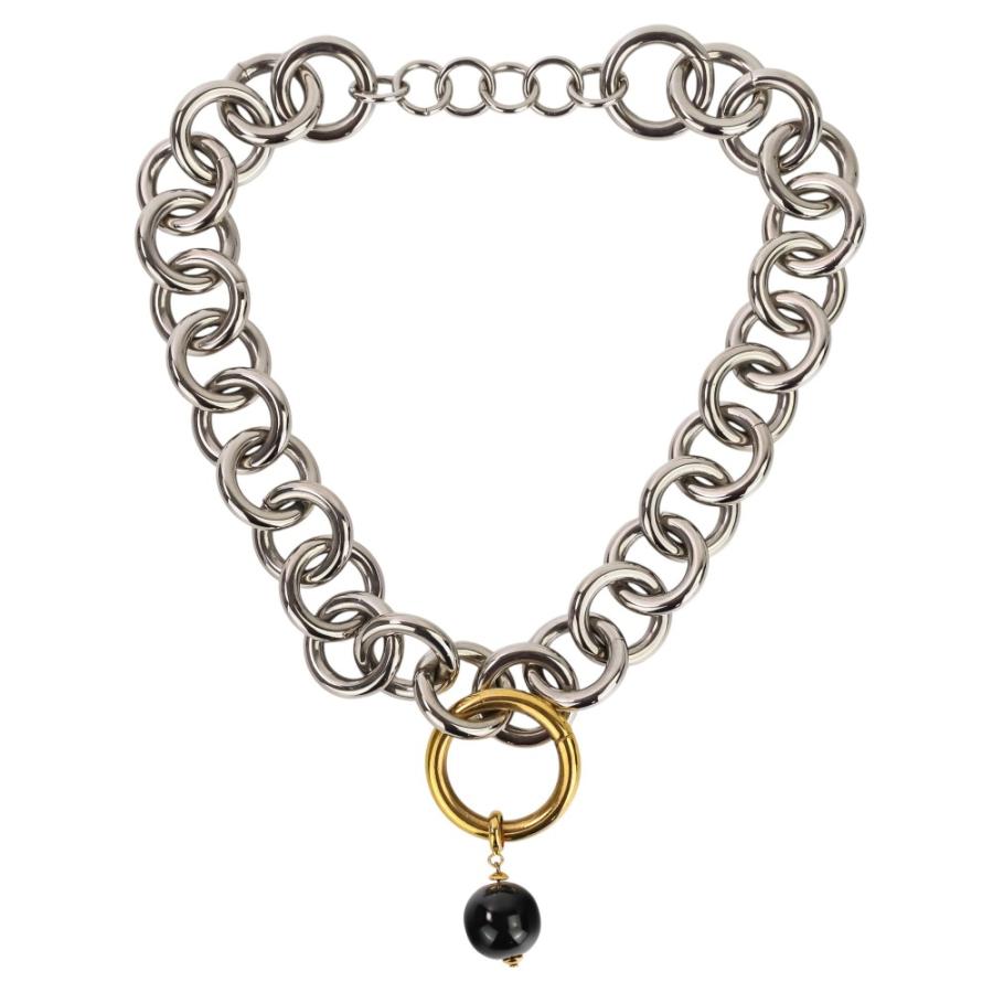 美品 JIL SANDER ジルサンダー Chunky Spherical Charm Choker チャンキーチェーン チョーカー ネックレス シルバーカラー レディース 古着 中古_8