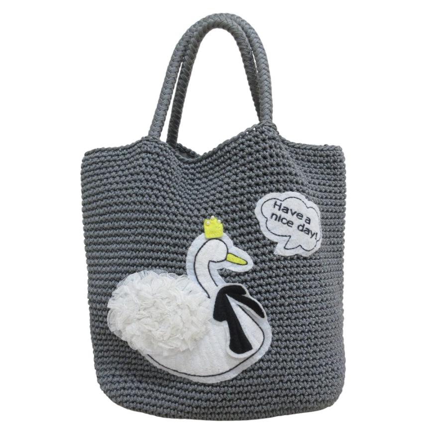 LUDLOW（ラドロー） 美品 スワン 刺繍 かぎ編み コードバッグ トート