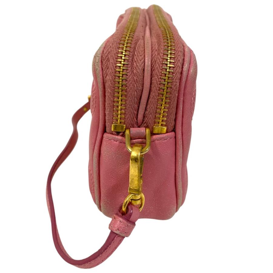 ミュウミュウ スウェードレザー ドローストリング ミニ ショルダーバッグ 5BE018 ピンク【中古】 MIU MIU - ミュウミュウ スウェードレザー ドローストリング ミニ
