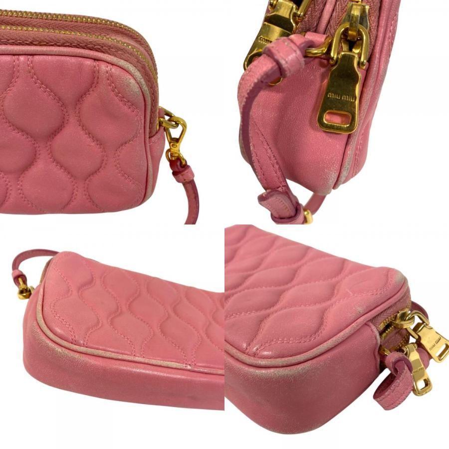 【新品未使用】MIUMIUナッパレザー  ミニショルダーバッグ　ピンク miu miu（ミュウミュウ） ナッパレザー アクセサリーポーチ バッグ
