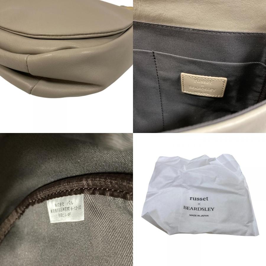 美品 russet × BEARDSLEY ラシット ビアズリー レザー 2WAY ショルダーバッグ グレージュ レディース 古着 中古 USED russet（ラシット） 美品 × BEARDSLEY ビアズリー レザー 2WAY