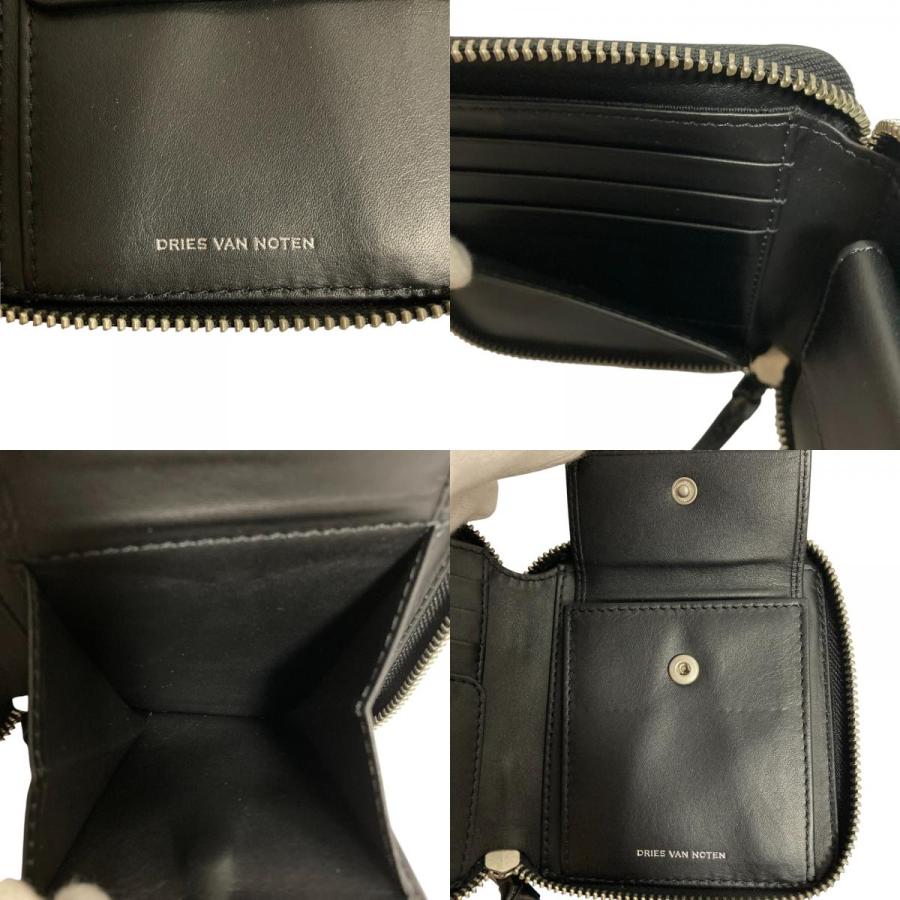 新品同様 DRIES VAN NOTEN ドリスヴァンノッテン 2025年製 ラウンドファスナー レザーコンパクトウォレット ブラック レディース 古着 中古 USED DRIES VAN NOTEN（ドリス ヴァン ノッテン） 新品同様 2025年製
