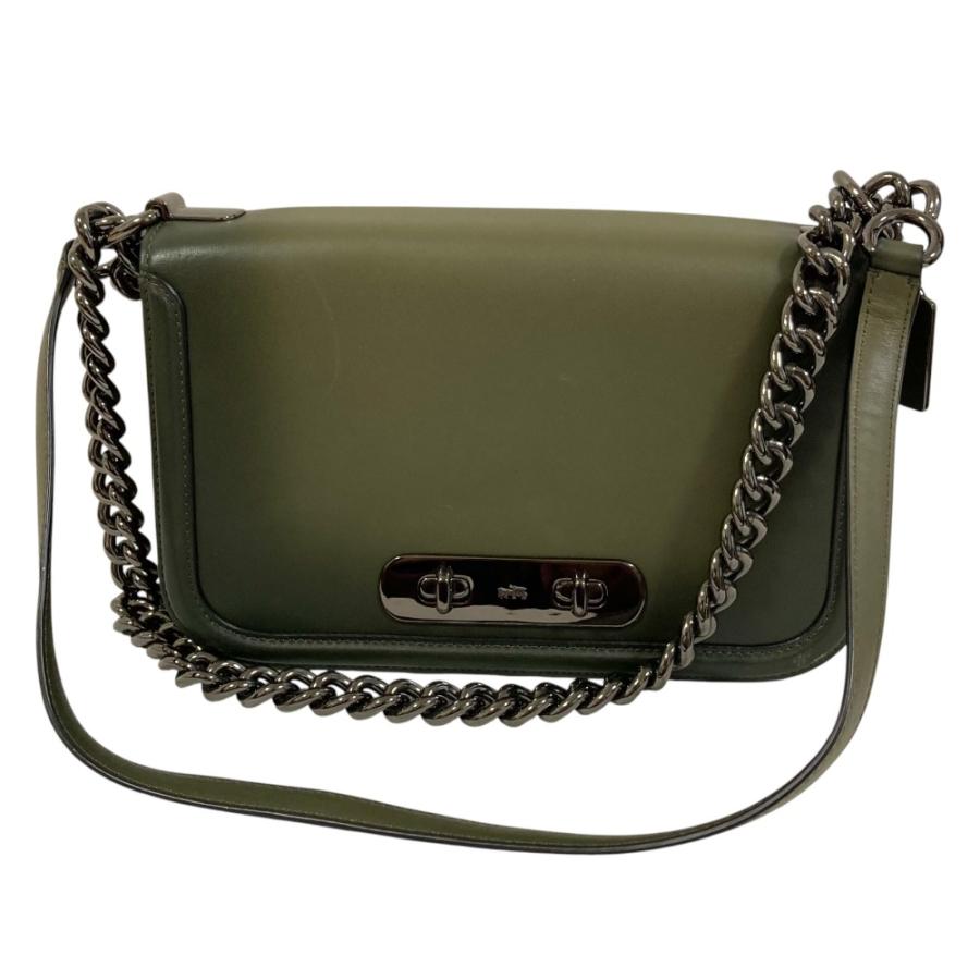 美品 COACH コーチ チェーンショルダー スワッガー25 ショルダーバッグ カーキ レディース 古着 中古 USED COACH（コーチ） 美品 チェーンショルダー スワッガー25 ショルダー