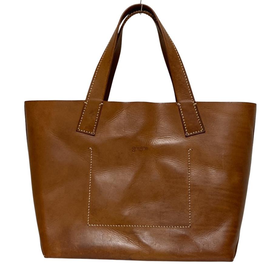 ♦️genten ゲンテン♦️ ブラウン レザー トートバッグ genten（ゲンテン） 良品 アマーノ レザートートバック L ブラウン