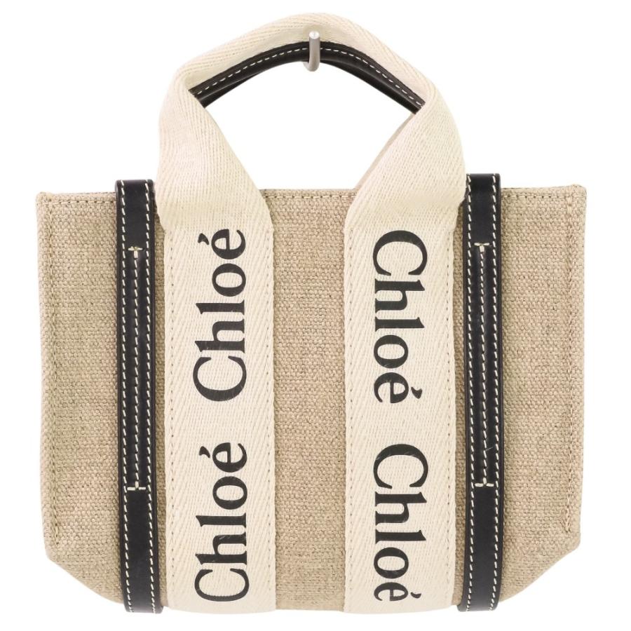 Chloe（クロエ） 美品 ウッディミニトートバッグ ベージュ ブラック 