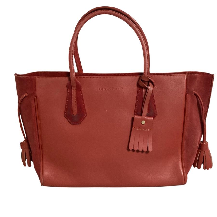 LONGCHAMP ペネロペ LONGCHAMP（ロンシャン） 良品 ペネロペ レザートートバッグ コーラル