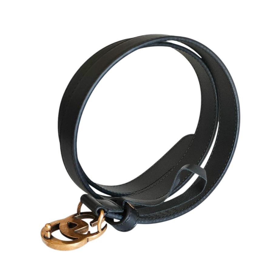 美品 GUCCI グッチ GGマーモント レザー ナローベルト 409417 70・28 ブラック レディース 古着 中古 USED GUCCI（グッチ） 美品 GGマーモント レザー ナローベルト 409417 70