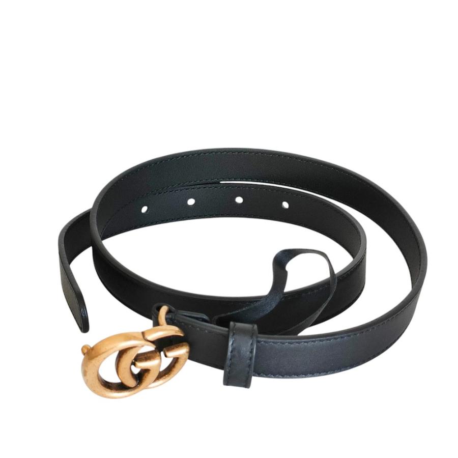 美品 GUCCI グッチ GGマーモント レザー ナローベルト 409417 70・28 ブラック レディース 古着 中古 USED GUCCI（グッチ） 美品 GGマーモント レザー ナローベルト 409417 70