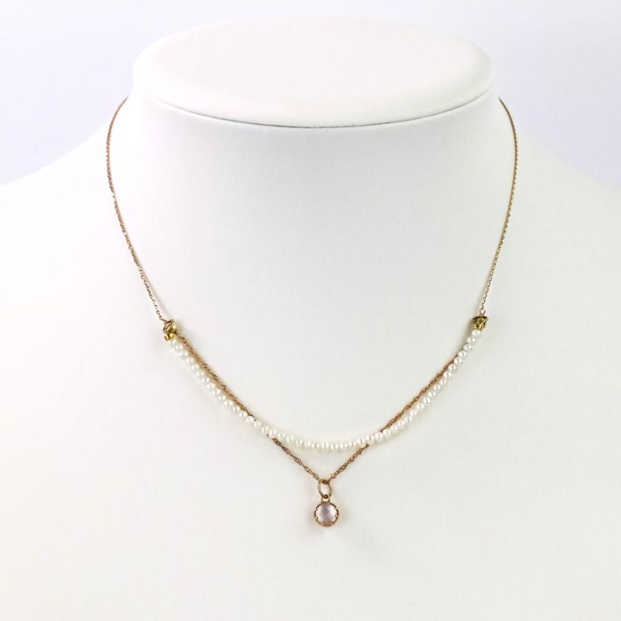 agete（アガット） 美品 ベビーパール ローズクオーツ 白蝶貝 K10