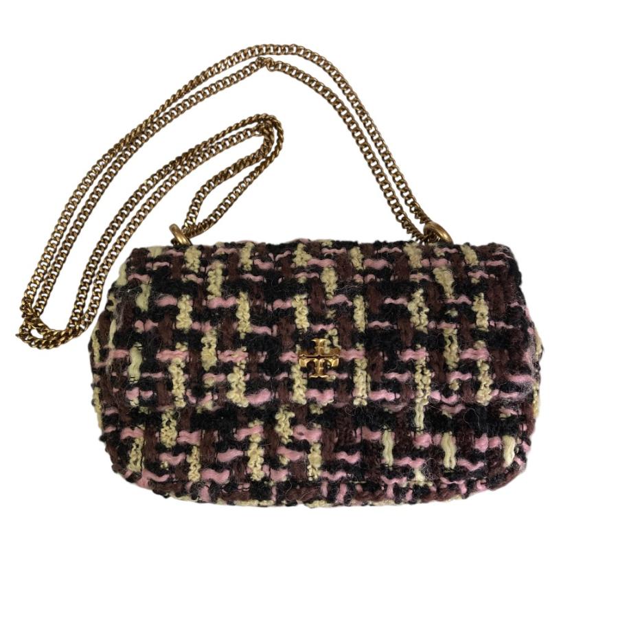 レア色　美品ツイード クラシックショルダーバッグノベルティー TORY BURCH（トリーバーチ） 新品同様 キラ ツイード ミニ フラップ