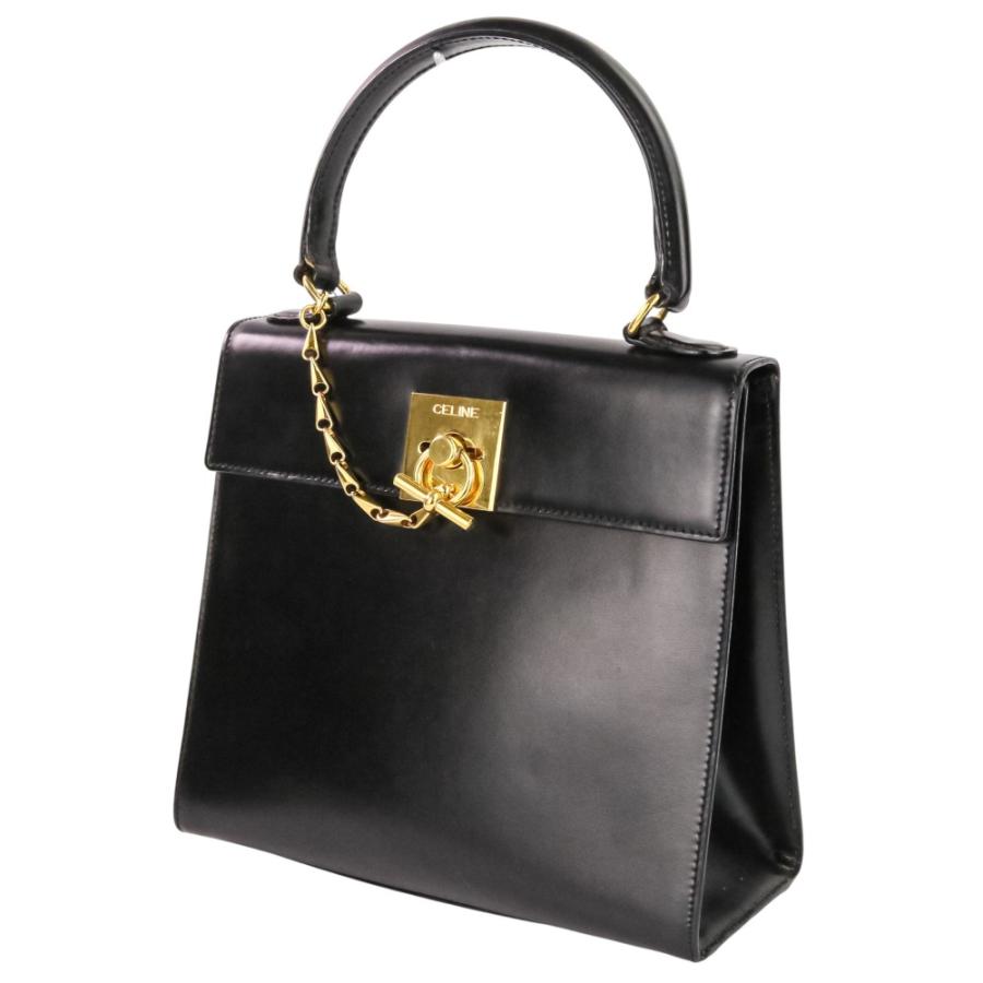 【良品✨】celine セリーヌ　2way ハンドバッグ　ショルダー　黒　革 CELINE（セリーヌ） 良品 レザー チェーンロック ハンドバッグ 2way