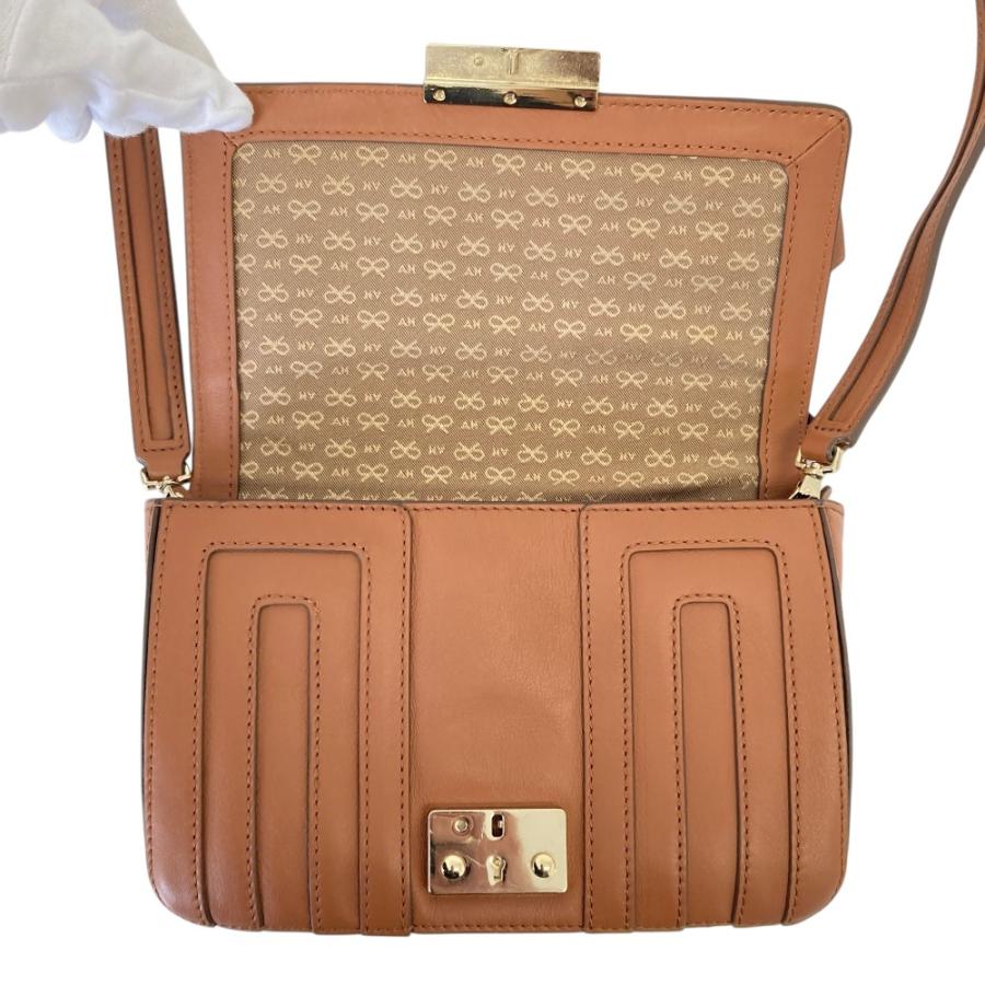 美品 ANYA HINDMARCH アニヤハインドマーチ BITS＆BOBS レザー ショルダーバッグ ブラウン レディース 古着 中古 USED ANYA HINDMARCH（アニヤ・ハインドマーチ） 美品 BITS＆BOBS レザー
