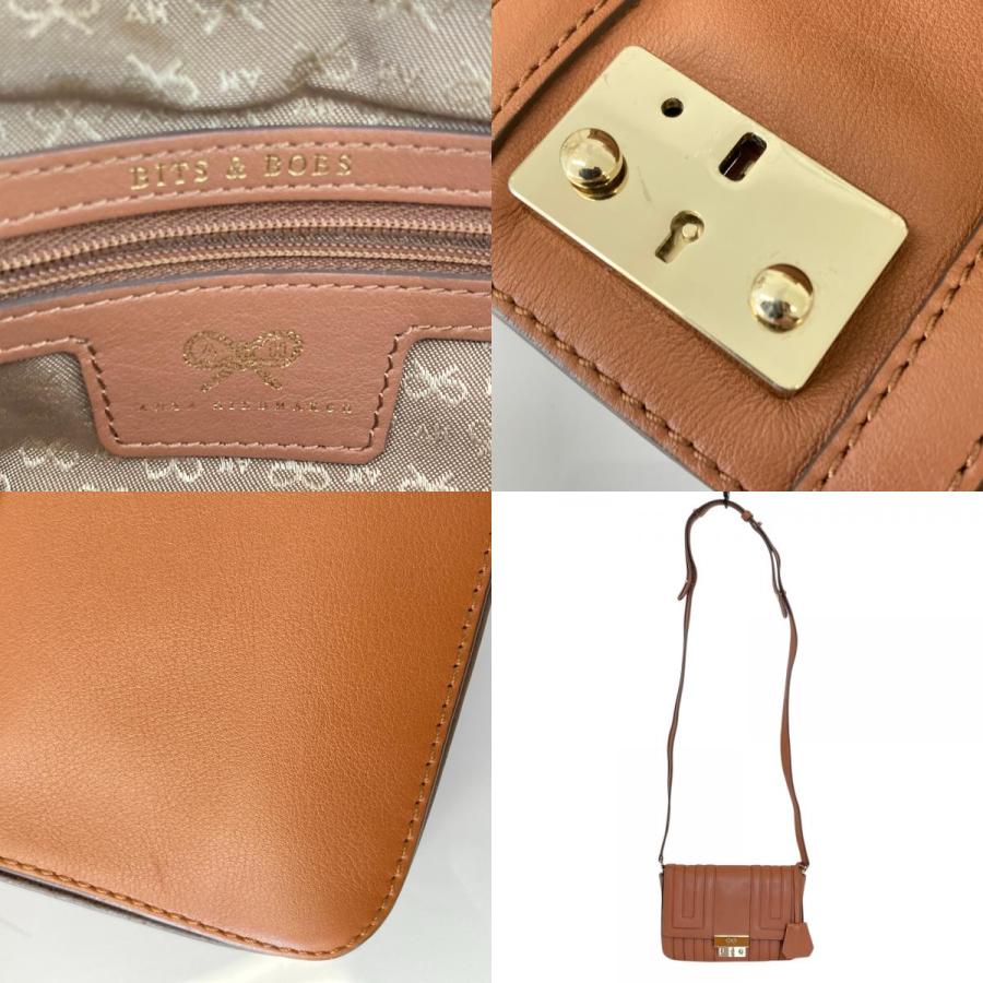 美品 ANYA HINDMARCH アニヤハインドマーチ BITS＆BOBS レザー ショルダーバッグ ブラウン レディース 古着 中古 USED ANYA HINDMARCH（アニヤ・ハインドマーチ） 美品 BITS＆BOBS レザー