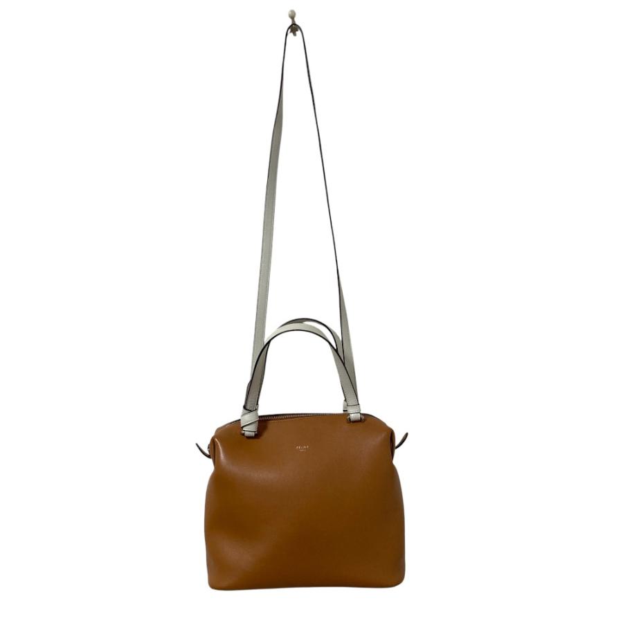 良品 CELINE セリーヌ 2WAY スモール ソフト キューブ ショルダーバッグ ハンドバッグ ブラウン レディース 古着 中古