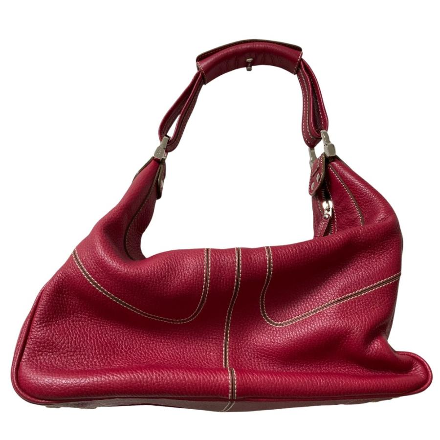 TOD'S トッズ ショルダーバッグ  赤 【古着】【中古】【送料無料】 TOD'S - TOD'S トッズ ショルダーバッグ 赤 【古着】【中古】【送料