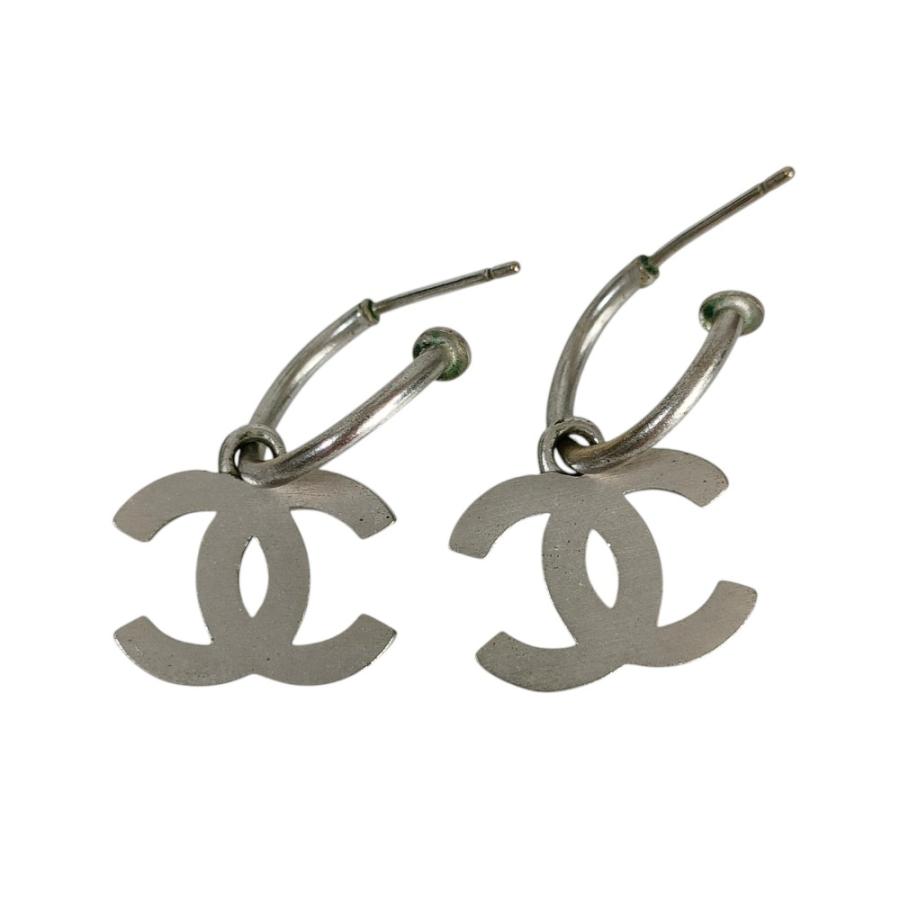 CHANEL（シャネル） 美品 ココマーク メタル フープピアス シルバー