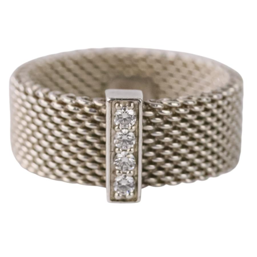 ティファニー サマセット ダイヤ リング AG925 10号 TIFFANY&Co.（ティファニー） 良品 Tiffany&Co 4Pダイヤ入り サマ