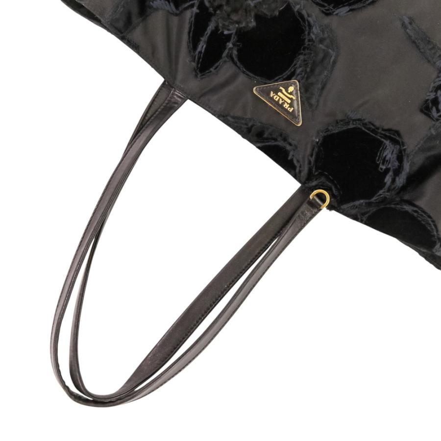 PRADA（プラダ） 良品 ベルベットフラワー ナイロン トートバッグ
